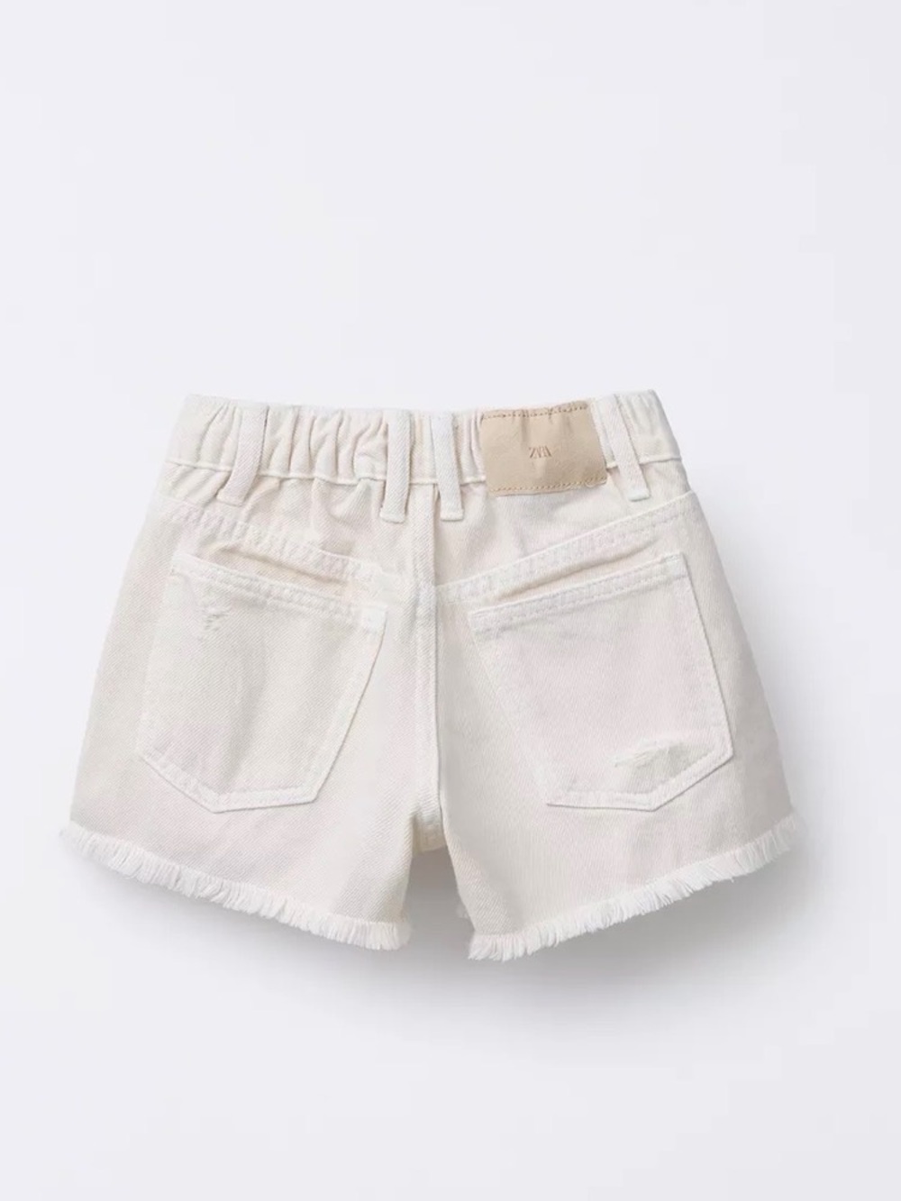 Zara kids Off-White Frayed Hem Denim Shorts